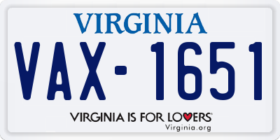 VA license plate VAX1651