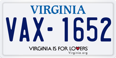 VA license plate VAX1652