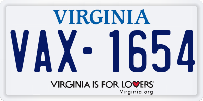 VA license plate VAX1654