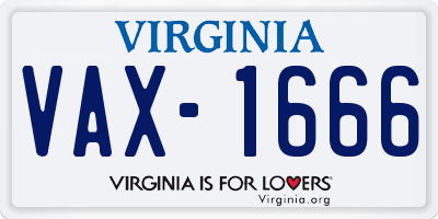 VA license plate VAX1666