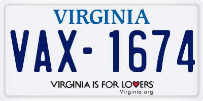 VA license plate VAX1674