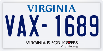 VA license plate VAX1689