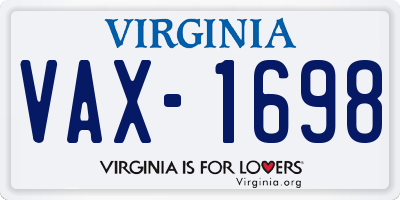 VA license plate VAX1698
