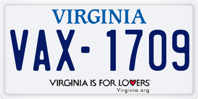 VA license plate VAX1709