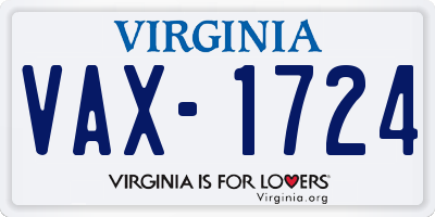 VA license plate VAX1724