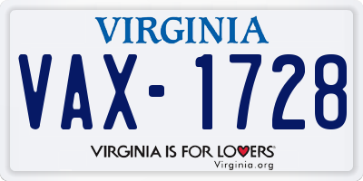 VA license plate VAX1728