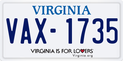 VA license plate VAX1735