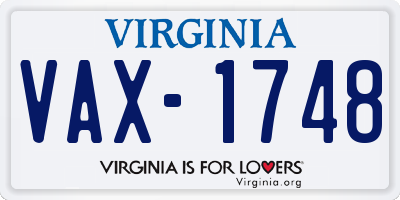 VA license plate VAX1748