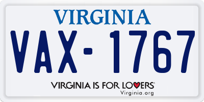 VA license plate VAX1767