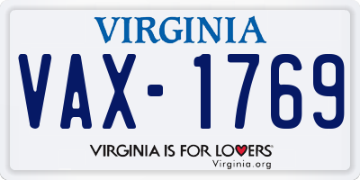 VA license plate VAX1769