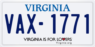 VA license plate VAX1771