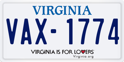 VA license plate VAX1774