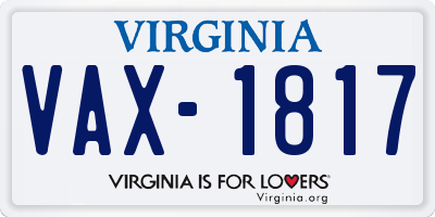 VA license plate VAX1817