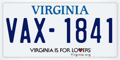 VA license plate VAX1841