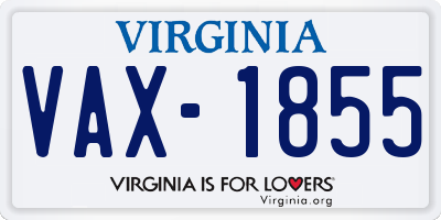 VA license plate VAX1855
