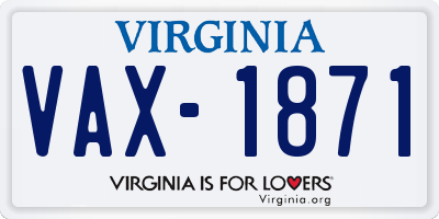 VA license plate VAX1871