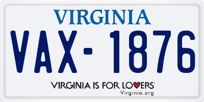 VA license plate VAX1876
