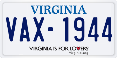 VA license plate VAX1944