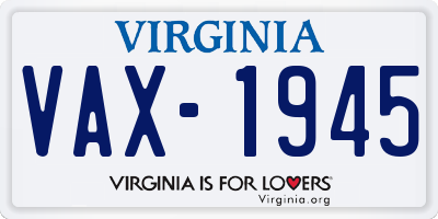 VA license plate VAX1945