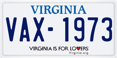 VA license plate VAX1973