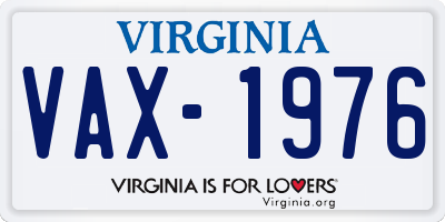 VA license plate VAX1976