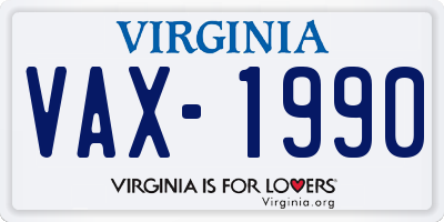 VA license plate VAX1990