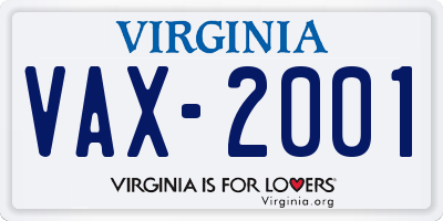 VA license plate VAX2001