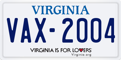 VA license plate VAX2004