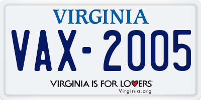 VA license plate VAX2005
