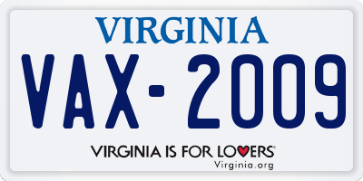 VA license plate VAX2009