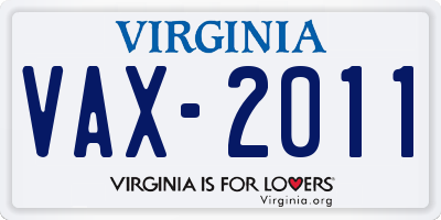 VA license plate VAX2011