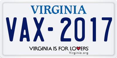 VA license plate VAX2017