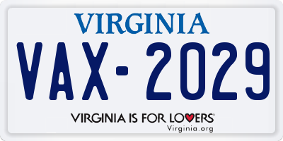 VA license plate VAX2029