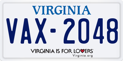 VA license plate VAX2048