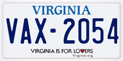VA license plate VAX2054