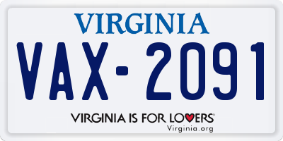 VA license plate VAX2091