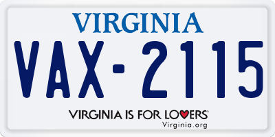 VA license plate VAX2115