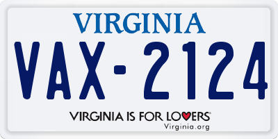 VA license plate VAX2124