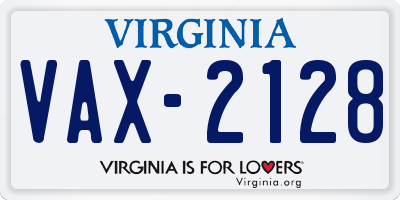 VA license plate VAX2128