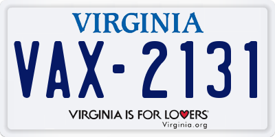 VA license plate VAX2131