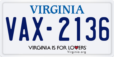 VA license plate VAX2136