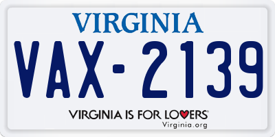 VA license plate VAX2139