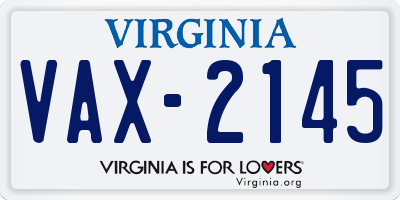 VA license plate VAX2145