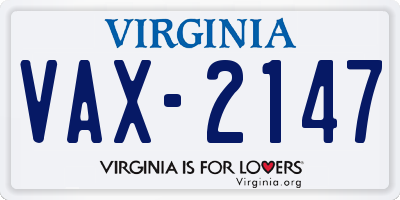 VA license plate VAX2147
