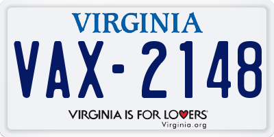 VA license plate VAX2148