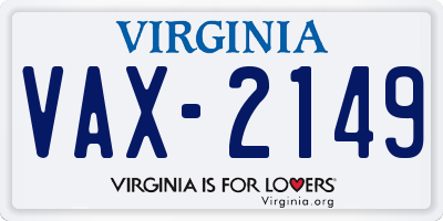 VA license plate VAX2149
