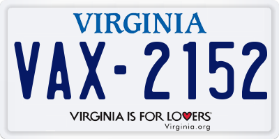 VA license plate VAX2152