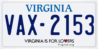 VA license plate VAX2153