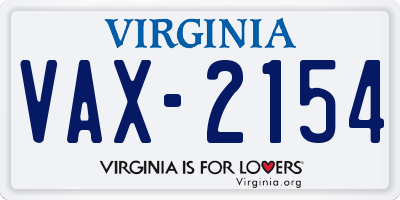 VA license plate VAX2154