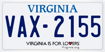 VA license plate VAX2155